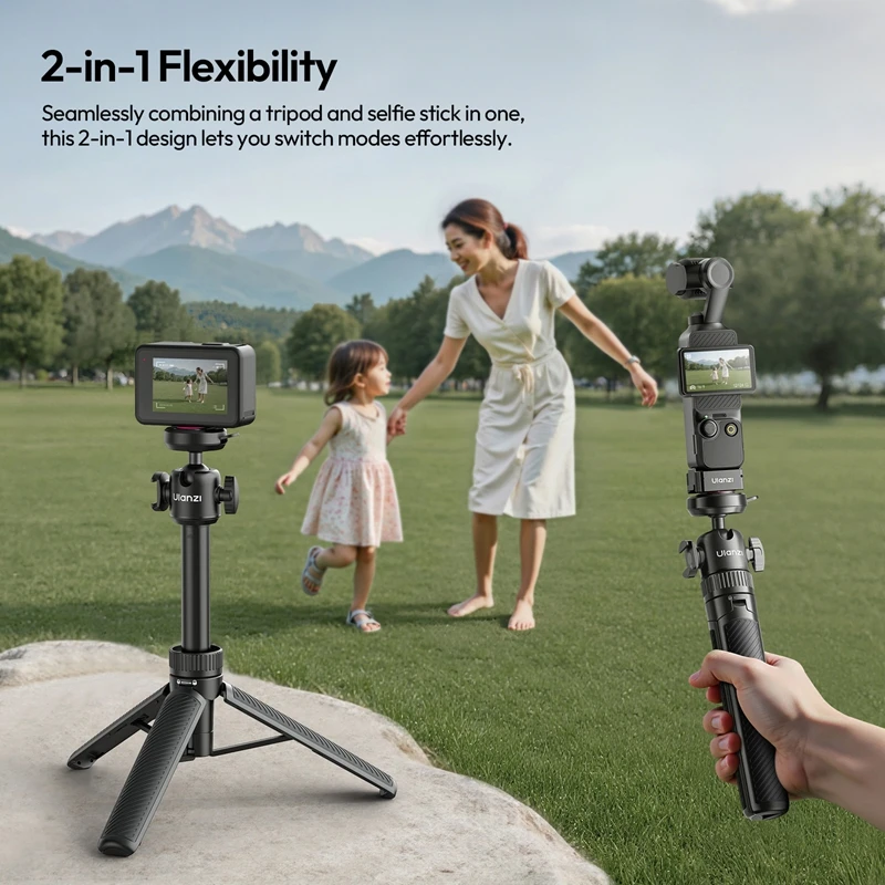 Ulanzi MT90 Cka Quick-Release Tripod 2-in-1 Tripod & Selfie Stick with Backpack Clip for Outdoor Vlog Travel Livestreaming Shots
