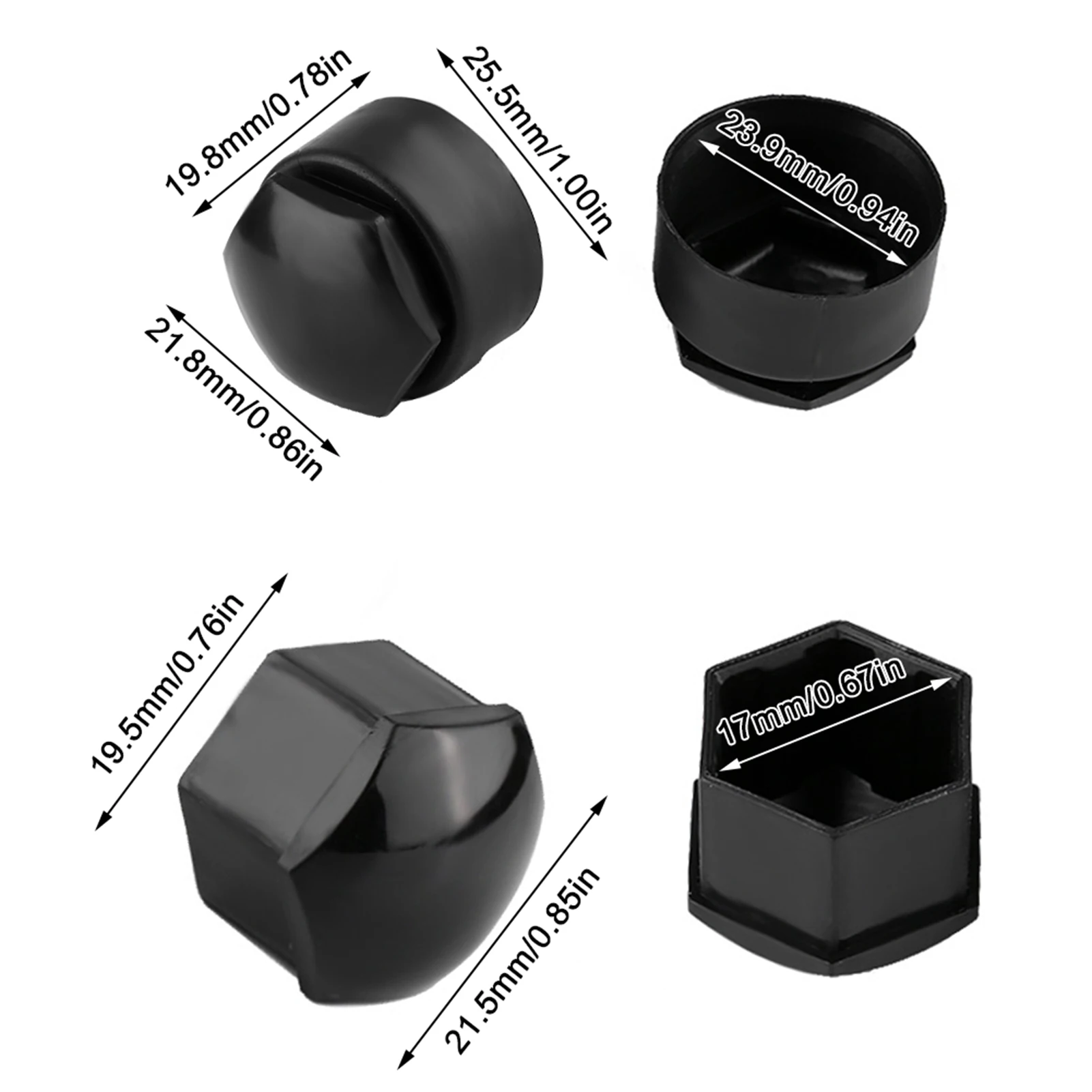 Wheel Hub Covers Caps Lug Nut Cover 16pcs 17mm Nut