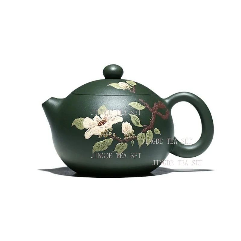 180ml Yixing purple clay teapot handmade raw ore green clay Xishi teapot household kung fu tea set
