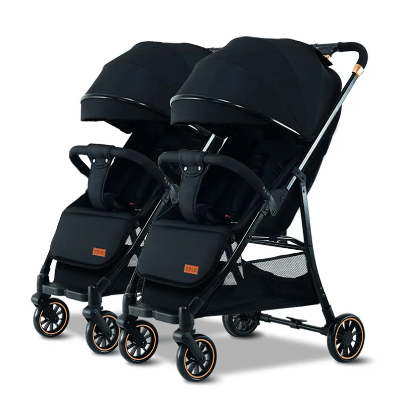 Double stroller lightweight side side stroller two large seats with individual recline upgraded version sit or lie down detachable