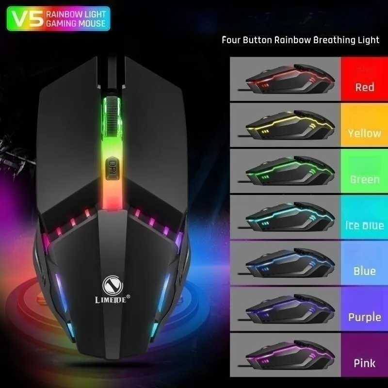 V5 Game Mouse Wired Mechanical Macro Mouse Office Desktop Computer Laptop