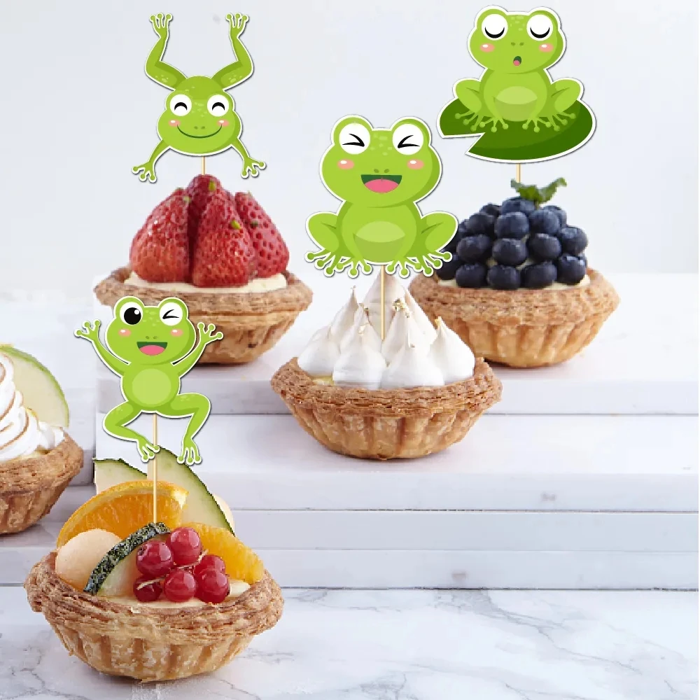 Frog Cupcake Toppers Frog Party Supplies Tableware Cups Plate Tablecloth Baby  Shower Kids Happy Birthday Dinnerware Decorations - AliExpress, image size:1000x1000