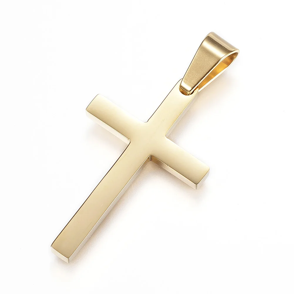 Kissitty 10Pcs Mixed Color Cross Shape Stainless Steel Pendants Metal Charms For Bracelet Necklace Earring Jewelry Making Gift