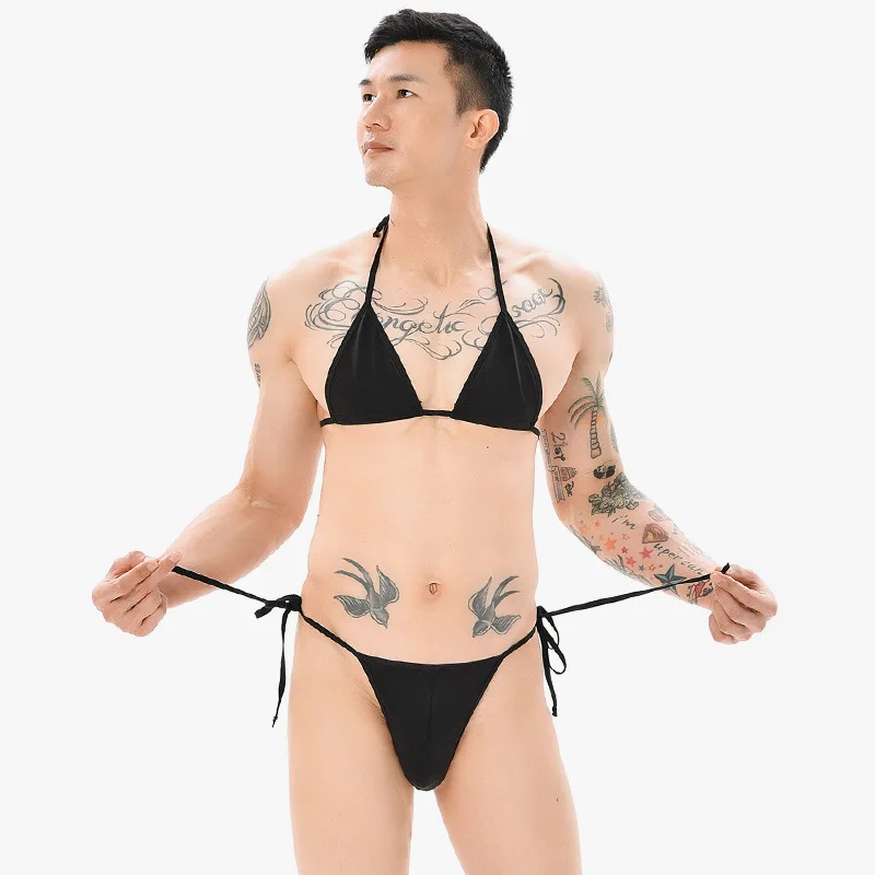 

Men's New Three-point Lingerie Gay Erotic Lingerie Cross-border Gay Temptation Bikini Panty Set