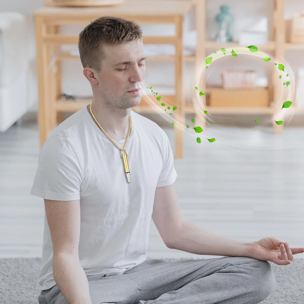 Stainless Steel Breathing Resistance Whistle Necklace for Anxiety Relief