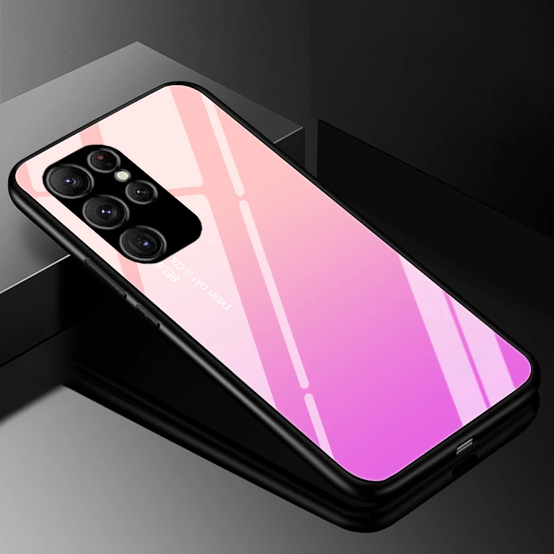 Luxury Tempered Glass Hard Back Bumper Phone Case Cover