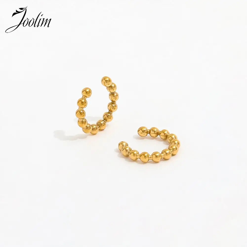 Joolim ювелирные изделия высокого качества PVD оптовая продажа без потускнения OD11MM перманентные простые бусины манжеты из нержавеющей стали серьги для женщин