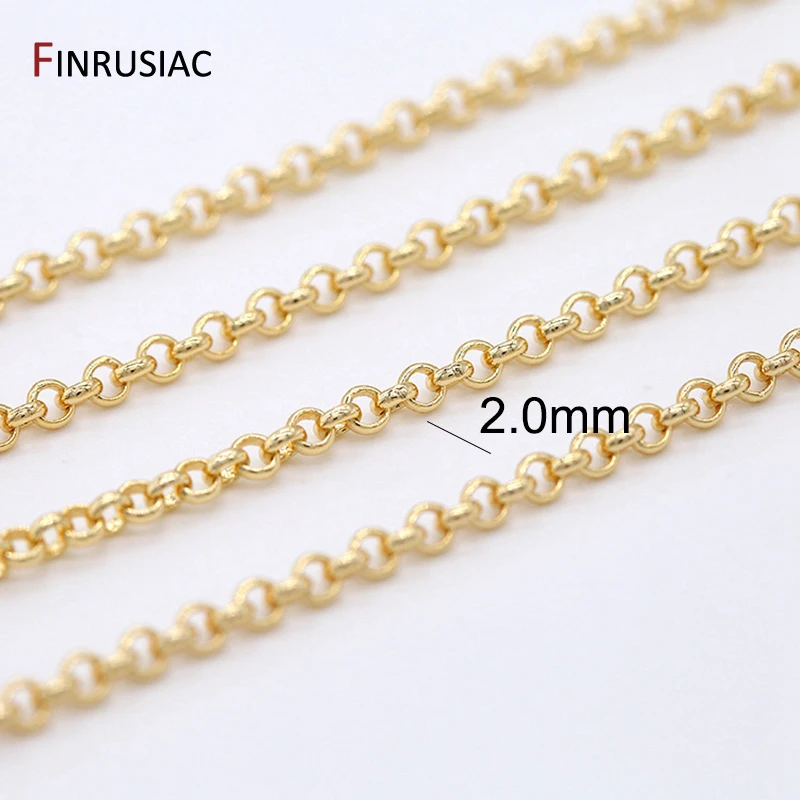 5m/lot Silver Gold 1.3mm 1.6mm 2.0mm Link Chain Plated Brass Materials Bulk  Necklace Chains for Jewelry Making Findings Supplies 