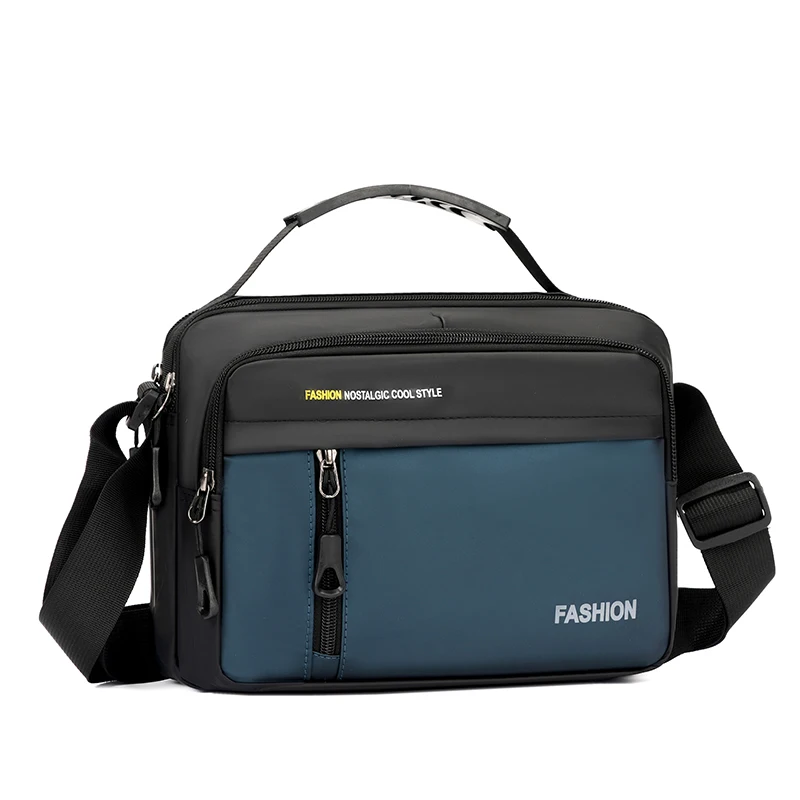 Men's Retro business adjustable shoulder bag - black, postman bag, zipper pocket, suitable for daily use