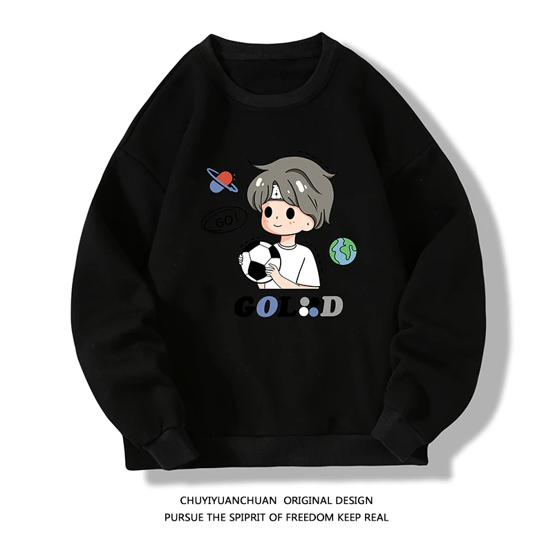 autumn New Men's Round Neck Solid Color Printed Sweatshirts Large Size Fashion Casual Loose Long-sleeved Sweatshirts