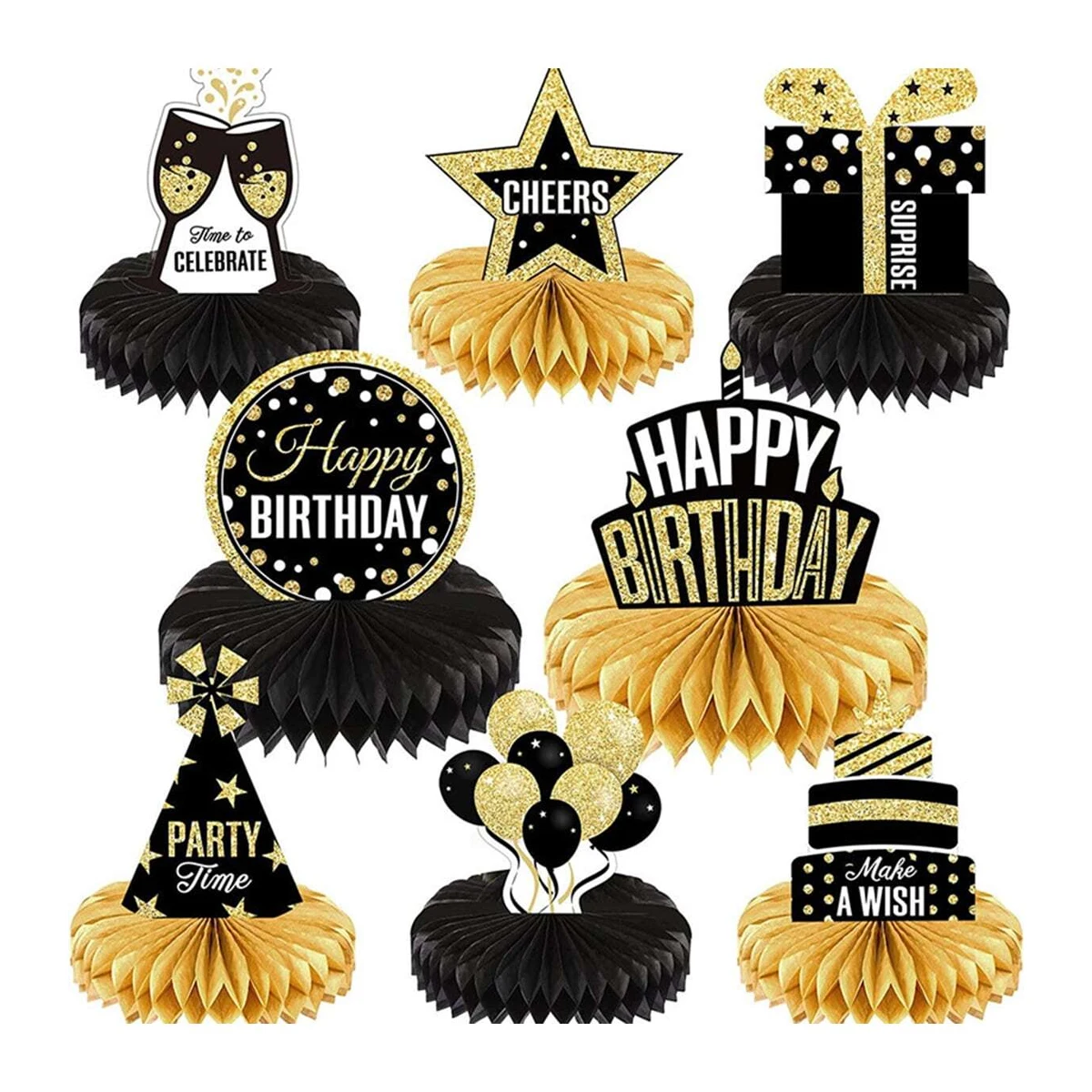 8 Piece Honeycomb Decorations Set