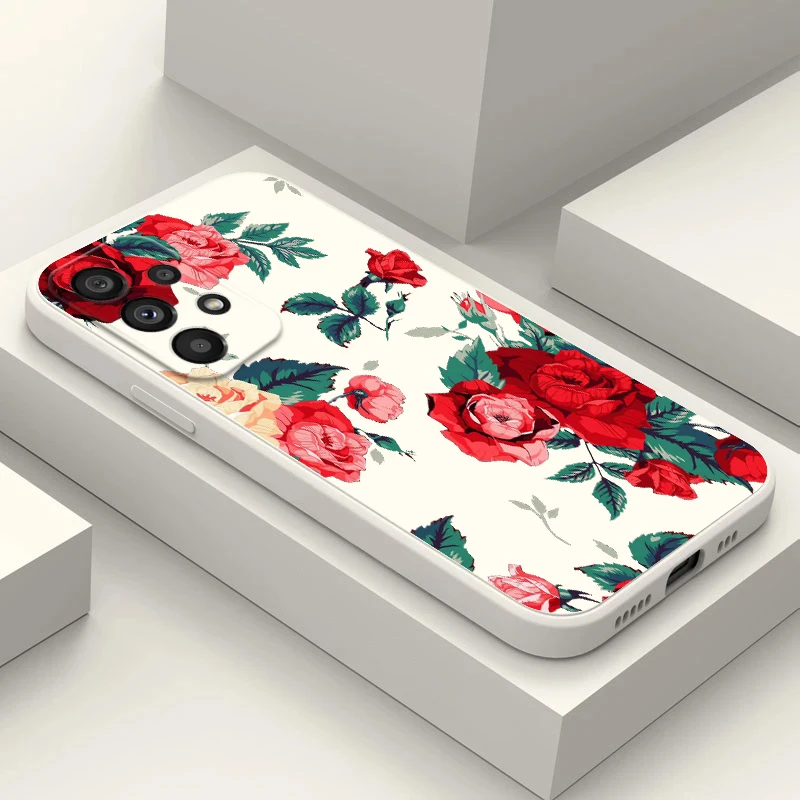 Custodia Per Telefono Per Samsung A34 A54 A31 A32 A33 A51 A52 A52S A53 A71 A72 A73 5G Cover Red Rose Flower