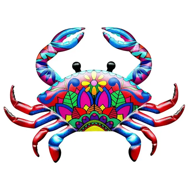 Ornement de crabe en métal suspendu au mur, artisanat de jardin, Art en fer, Sculpture, décoration de la maison, porche de cour intérieure et extérieure 2