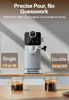 20 Bar Espresso Machine with Milk Frother, Compact Touch Screen Coffee Maker, 41oz Tank for Home, Stainless Steel for Latte, Cappuccino 3