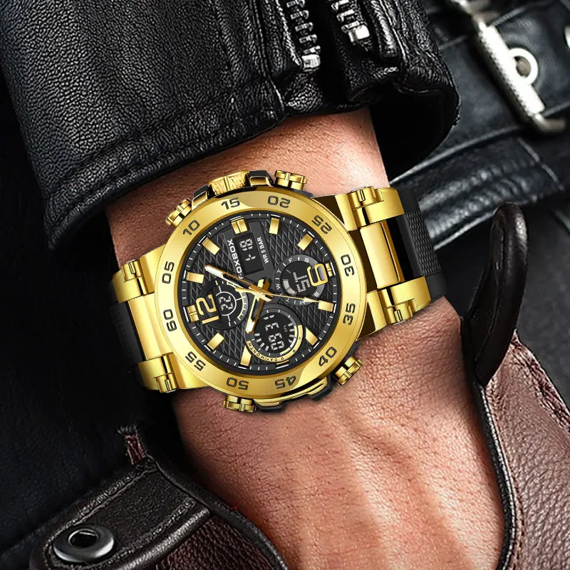 LIGE Top Luxury Watches Men Military Army Mens Watch Waterproof Sport Wristwatch Dual Display Watch Male Relogio Masculino+BOX