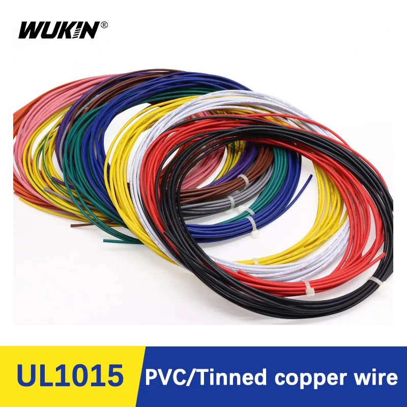 

5M UL1015 PVC Electronic Cable Tinned Copper 8-24 AWG Flexible Insulated Tin-plated Copper Environmental LED Line DIY Cord