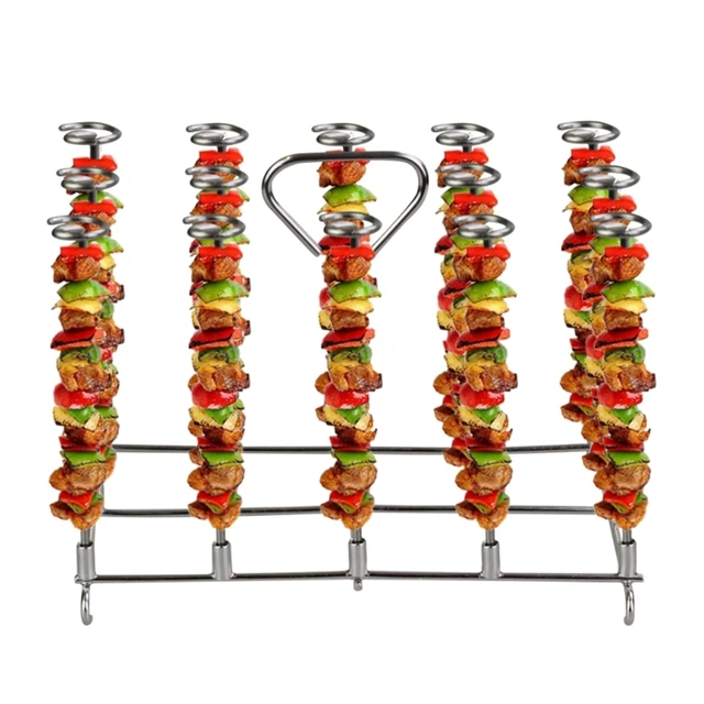 Függőleges Szakasz Barbecue Nyárs Tartó Lógó Állványok Rozsdamentes Acél Nyársi Állvány Airs Sütő Grill Kiegészítők - Image 3