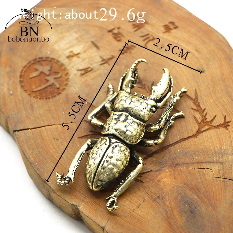 Antique Bronze Beetles Miniature Figurine Small Desk Decorations Vintage Copper Insect Tea Pets Ornament Home Decor Accessories animal ornaments