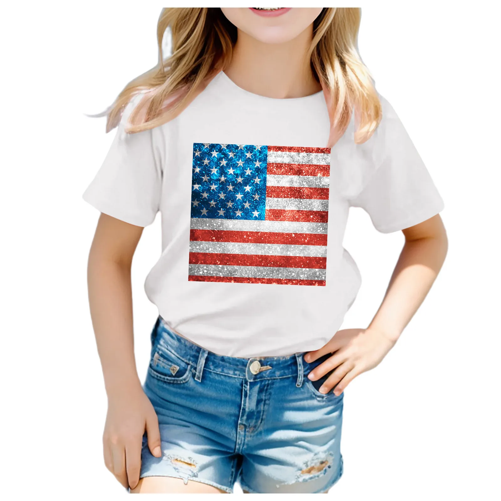 

Summer Toddler Boys Girls Independence Day Short Sleeve Prints T Shirt Tops Clothes