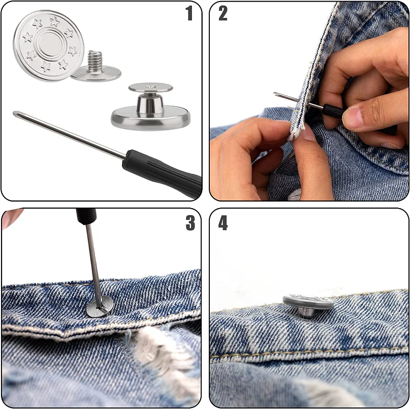 Snap Fastener Metal Pants Buttons for Clothing Jeans Perfect Fit Adjust  Button self Increase Reduce Waist 17mm Free Nail Sewing - Price history &  Review, AliExpress Seller - JOD Official Store