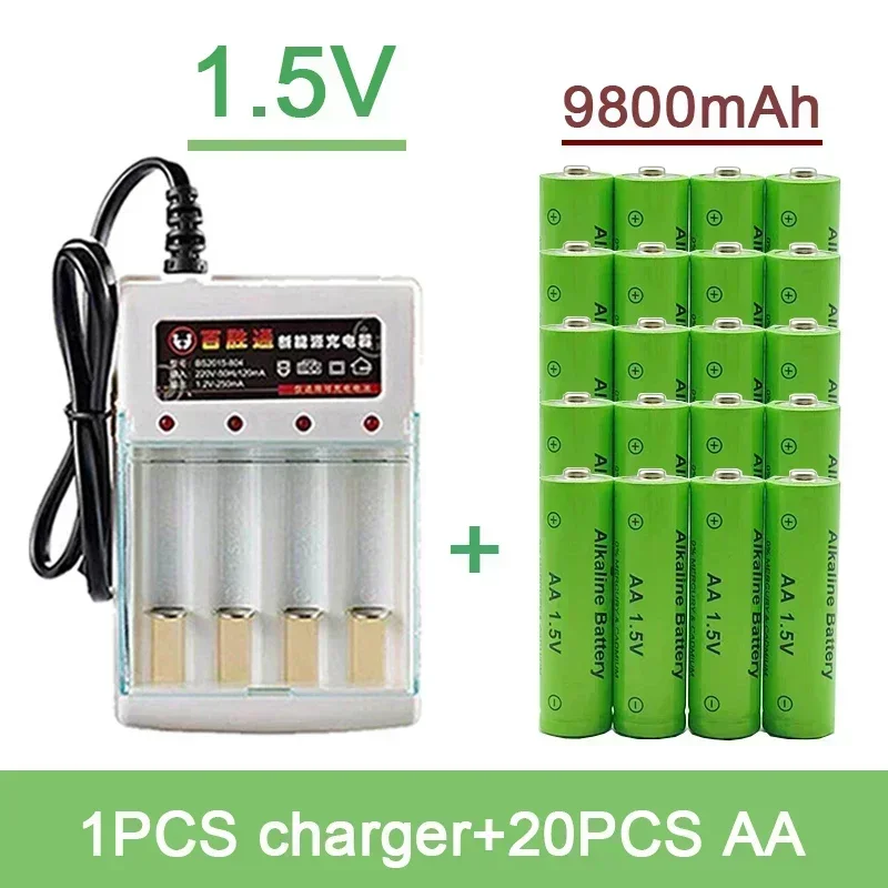 

AAbattery Rechargeable Battery 1.5V AA9800MAH WithchargerAAA Alkalinitybattery Suitable for Electrictoys MP3shaverremotecontrol