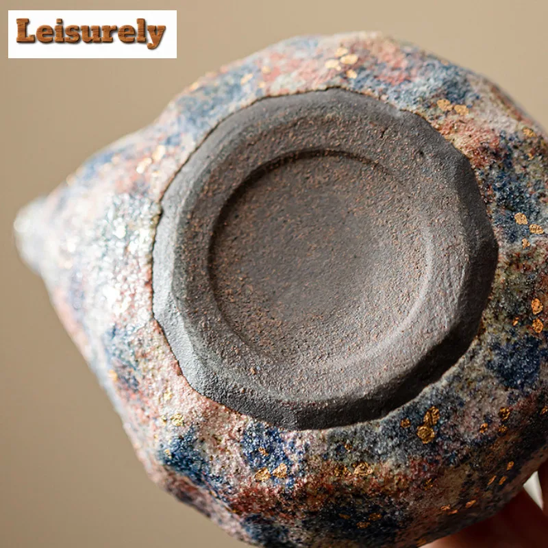 140ML Heart To Buddha Rock Mine Hand Held Teapot Handmade Gold Pointing Pottery Pot Tea Making Kettle Kung Fu Teaware Gift Box