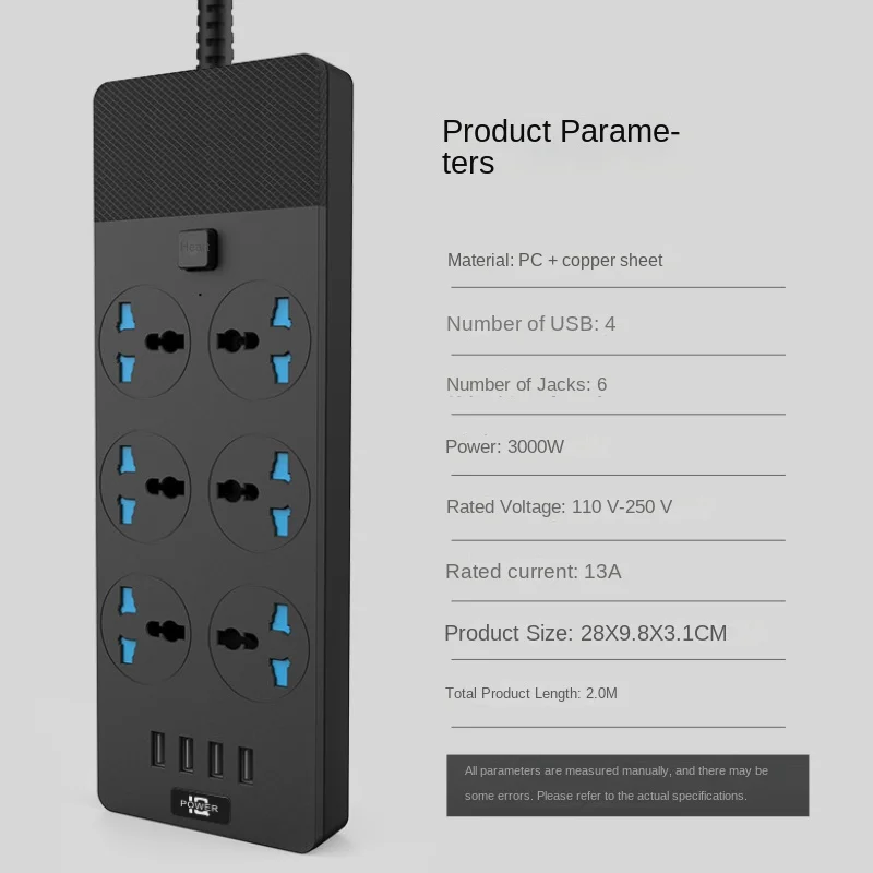 2024New T12 Power Strip 3000W Smart Socket Adapter with 4 USB Ports for Car