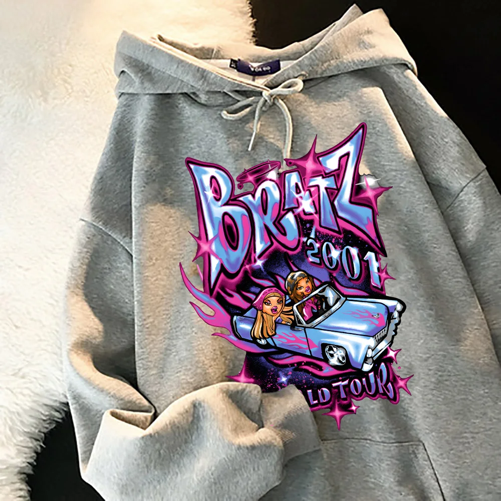thumbnail image 1 of Bratz-sudaderas con letras para mujer, Tops negros informales, moda harajuku, ropa de calle con capucha, chaqueta gráfica de manga larga, ropa Kpop, 1 of 5