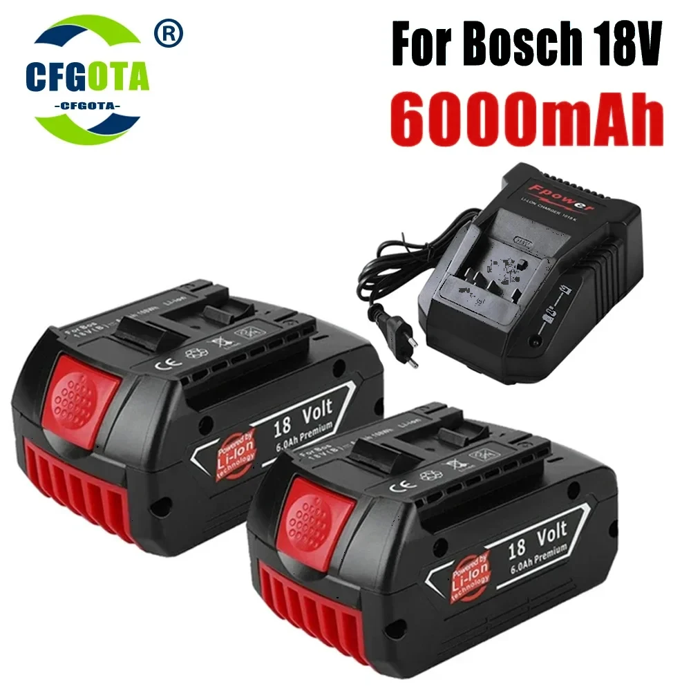 

Оригинальная Аккумуляторная батарея 18 в, 6000 мАч для Bosch, 18 в, Ач, резервная портативная аккумуляторная батарея, аккумулятор с индикатором, зарядное устройство 3 А