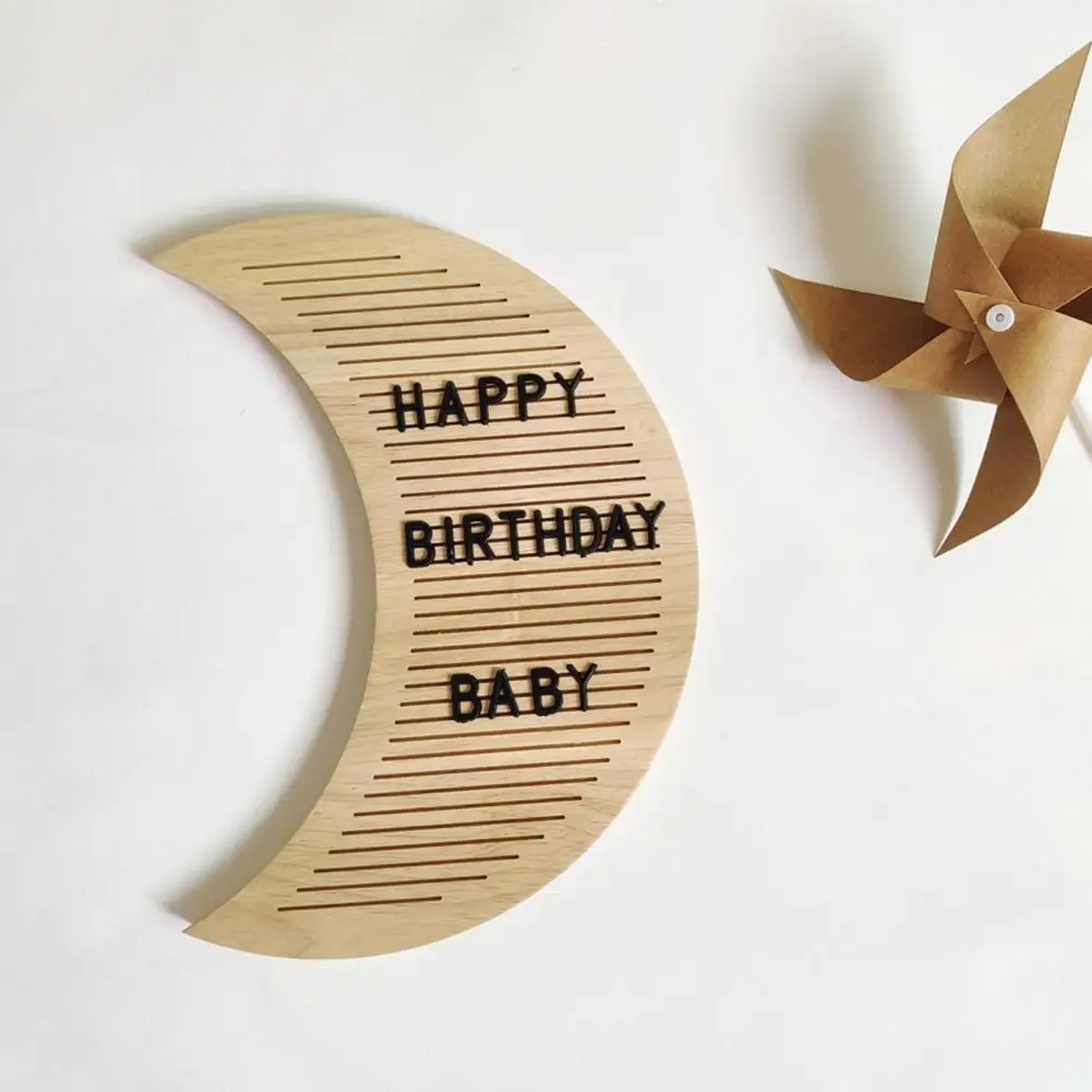 Brief Board Herbruikbare Eiken Maan Message Board Houten Decoratie Baby Foto Props Voor Kinderkamer