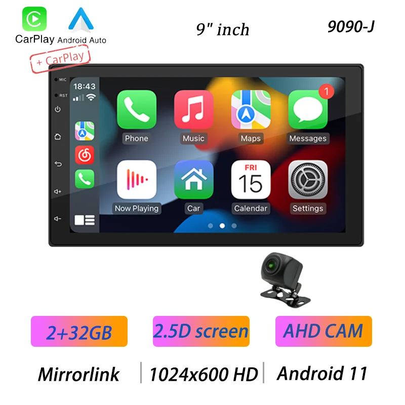 BQCC 4core 2 Din Radio samochodowe Androidauto Carplay Android 13 GPS Car Audio 7"/9"/10" WIFI BT IPS Samochodowy odtwarzacz multimedialny