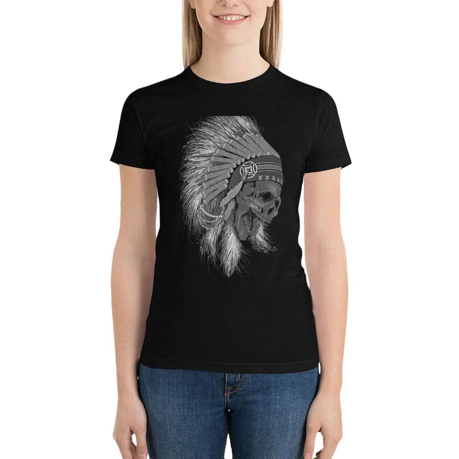 Warrior Chief Skull T-Shirt lady clothes female cute clothes korean Women's clothes