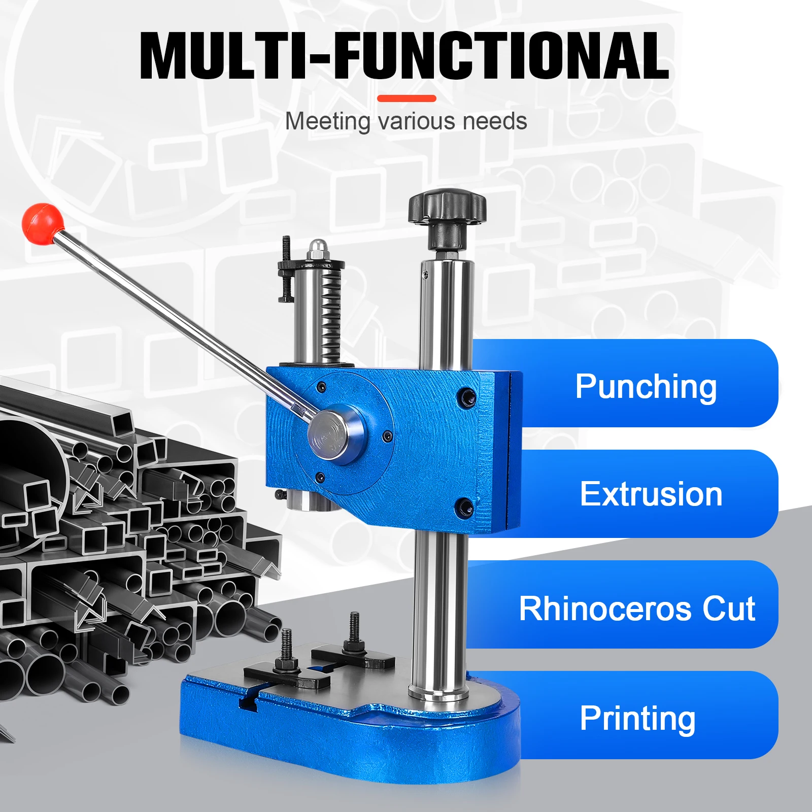 Manual Arbor Press 0.5Ton Manual Leverage Mountable Bearings Cast Iron for Riveting Squeezing Punching Bending Pressing Stamping