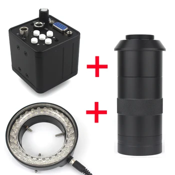 Videocamera per microscopio video VGA da 13 MP 1080P con zoom 1-130X Obiettivo con attacco C Luminosità regolabile Luce Grande visione per la riparazione del telefono