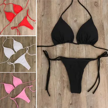 Maillot de bain deux pièces sexy pour femmes, bikini d'été, soutien-gorge rembourré push-up, string, vêtements de plage, maillots de bain trempés, 600