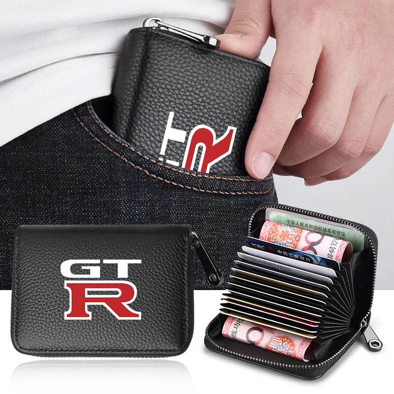 가죽 남성용 자동차 운전 면허증, 신분증, 은행 카드 지갑 (닛산 GTR J10 ..