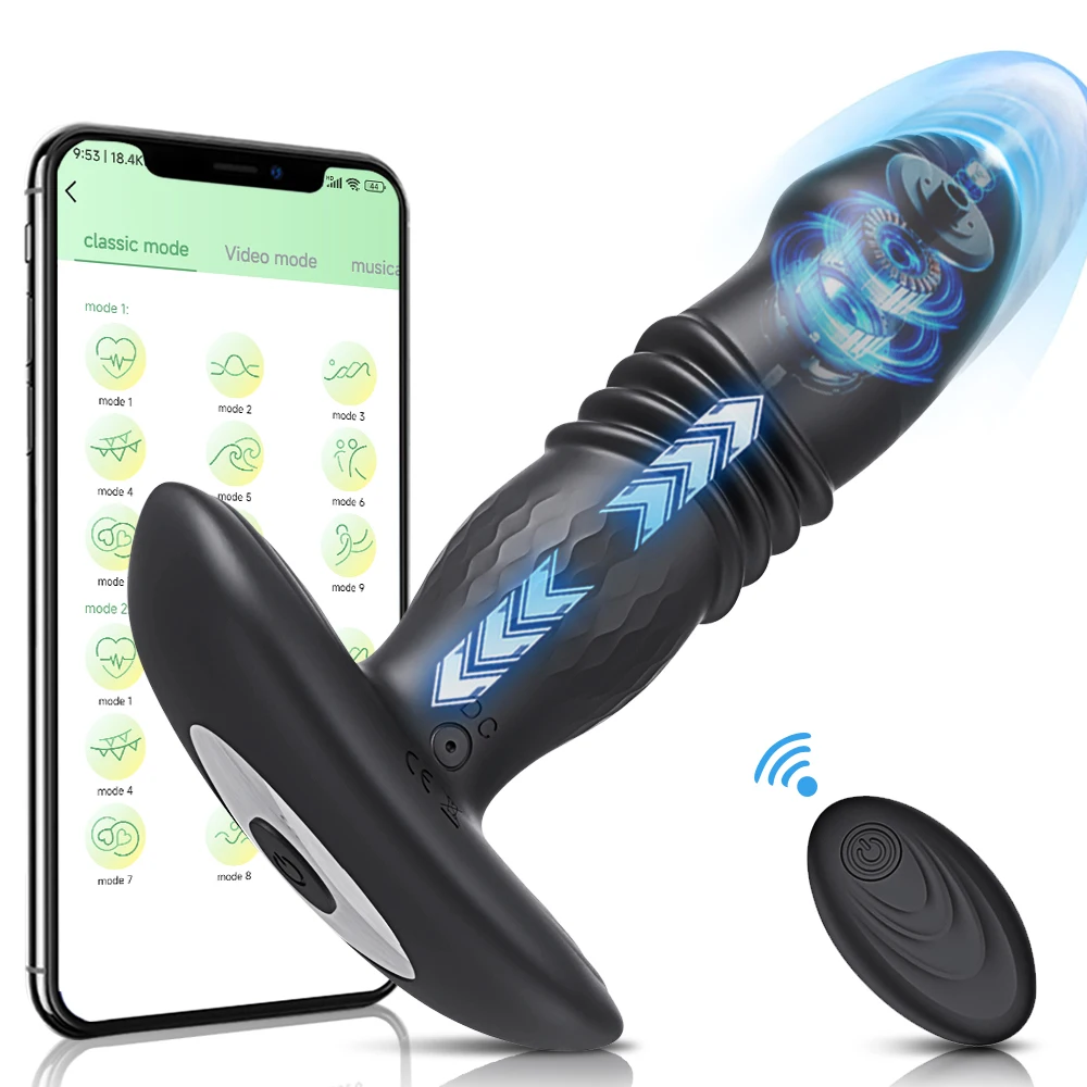Anal Plug Vibrator Male Thrusting Prostate Massager Bluetooth APP Wireless Remote Butt Plug Sex Toy For Men Gay Couples