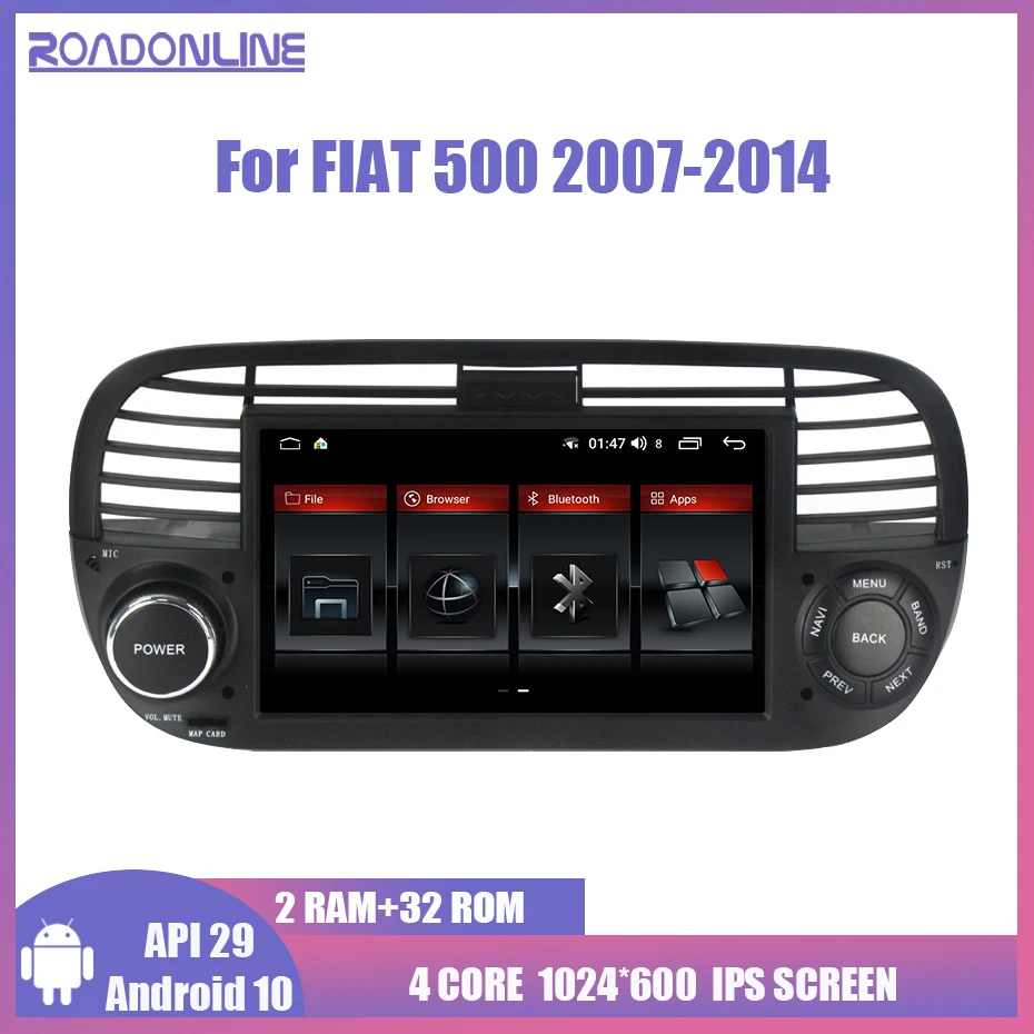 Roadonline Android 10 Quad Core Car Dvd Media Player Per Fiat 500 Radio Multimedia Buit In Dps Navigazione Gps Per Auto Wifi