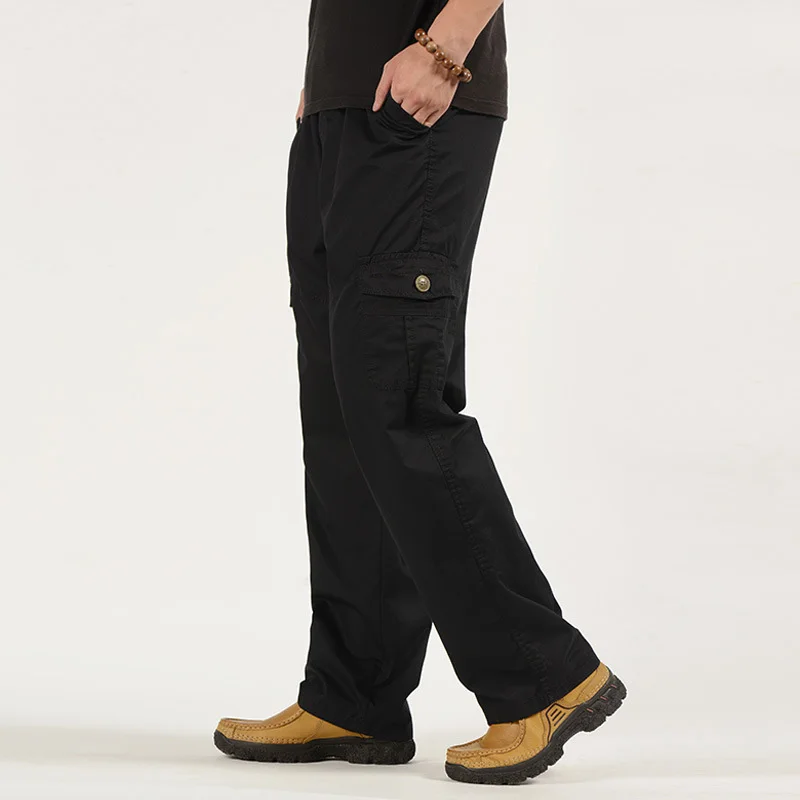 Men's cotton Thin overalls casual straight-leg sports pants plus size  outdoor trousers washed breathable men's pants 4XL 5XL 6XL