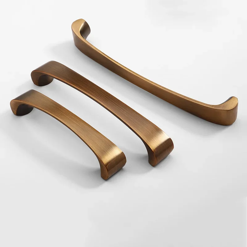 Arc-Shaped Brushed Bronze ดึงตู้สังกะสีอัลลอยด์ตู้ครัว Knobs ตู้จับลิ้นชัก Knobs เฟอร์นิเจอร์ฮาร์ดแวร์ 1
