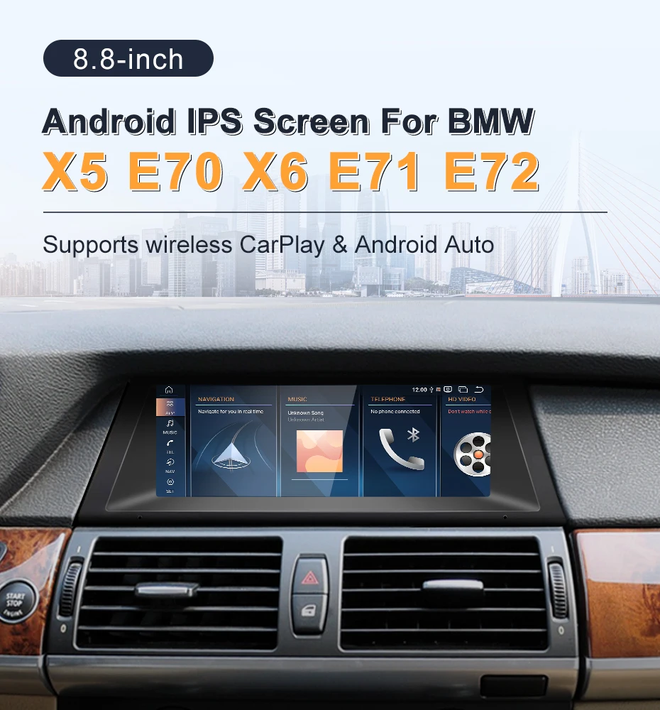 Qualcomm Snapdragon680 6225 Android13 8.8inch For BMW E70 E71 X5 X6 Car Multimed