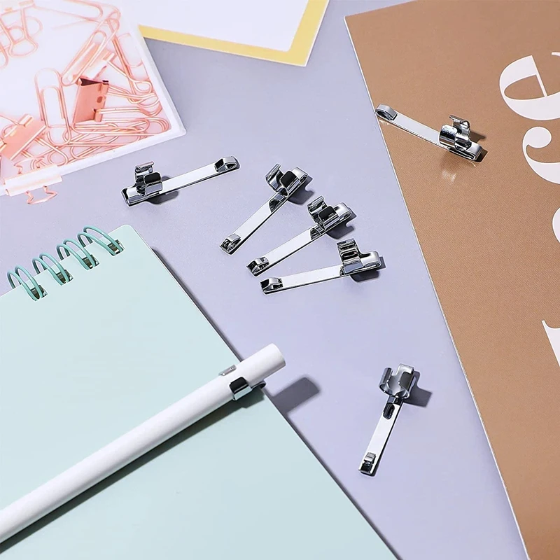 Metal Pencil Clips Slide on Pencil Pocket Clips Snap in, Holder Clip Metal Hangable Portable Clips, 60 Pcs