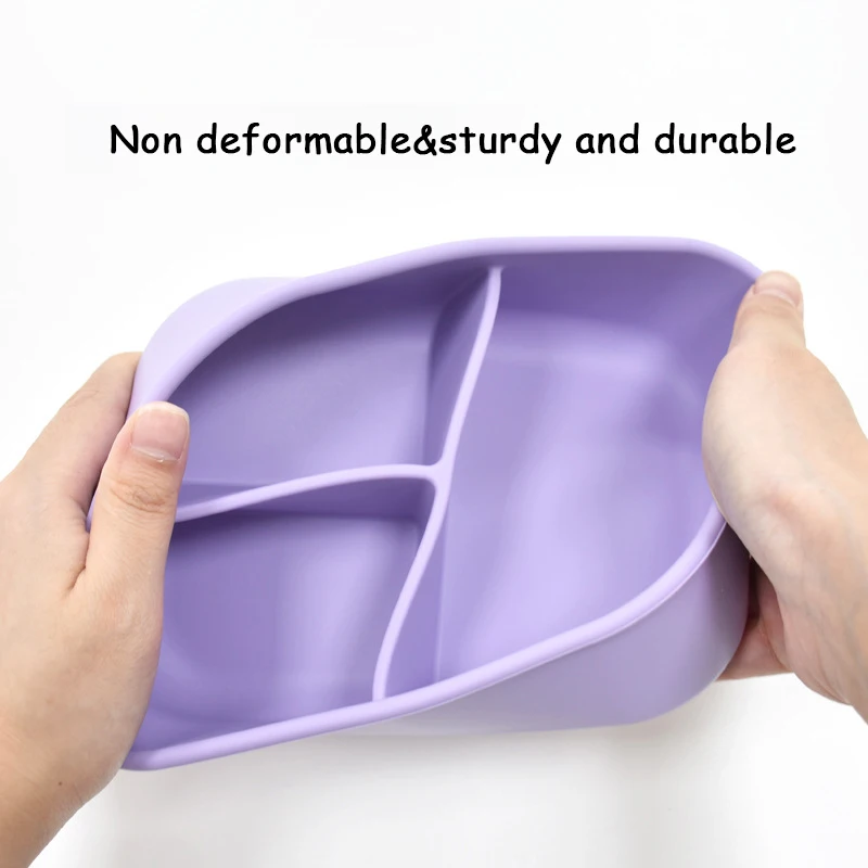 Silicone 3-Lattice Lunch Box Food Grade BPA Free Microwave Bento Box cold storage Safe Lunch Snack & Food Container With cover