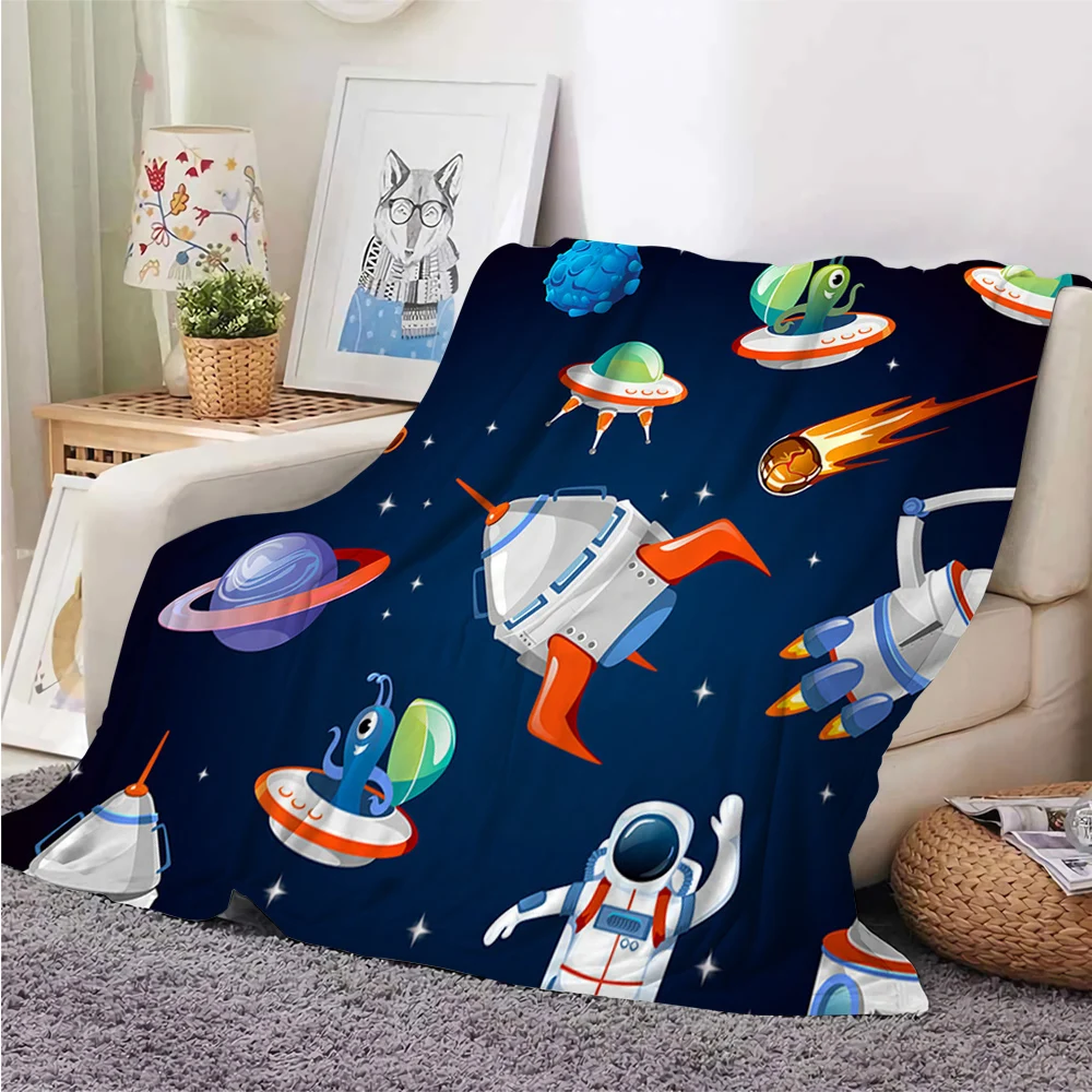 

CLOOCL Kids Cartoon Flannel Blanket starry sky astronaut 3D printed Blanket Throws on Sofa Bed Home Bedspread Travel Blanket