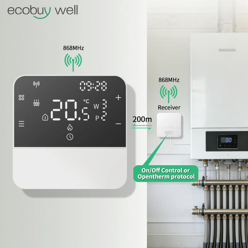 Opentherm Wireless Boiler Thermostat Heating Room Thermostat For Gas Boiler Battery Thermostat Wireless Temperature Controller