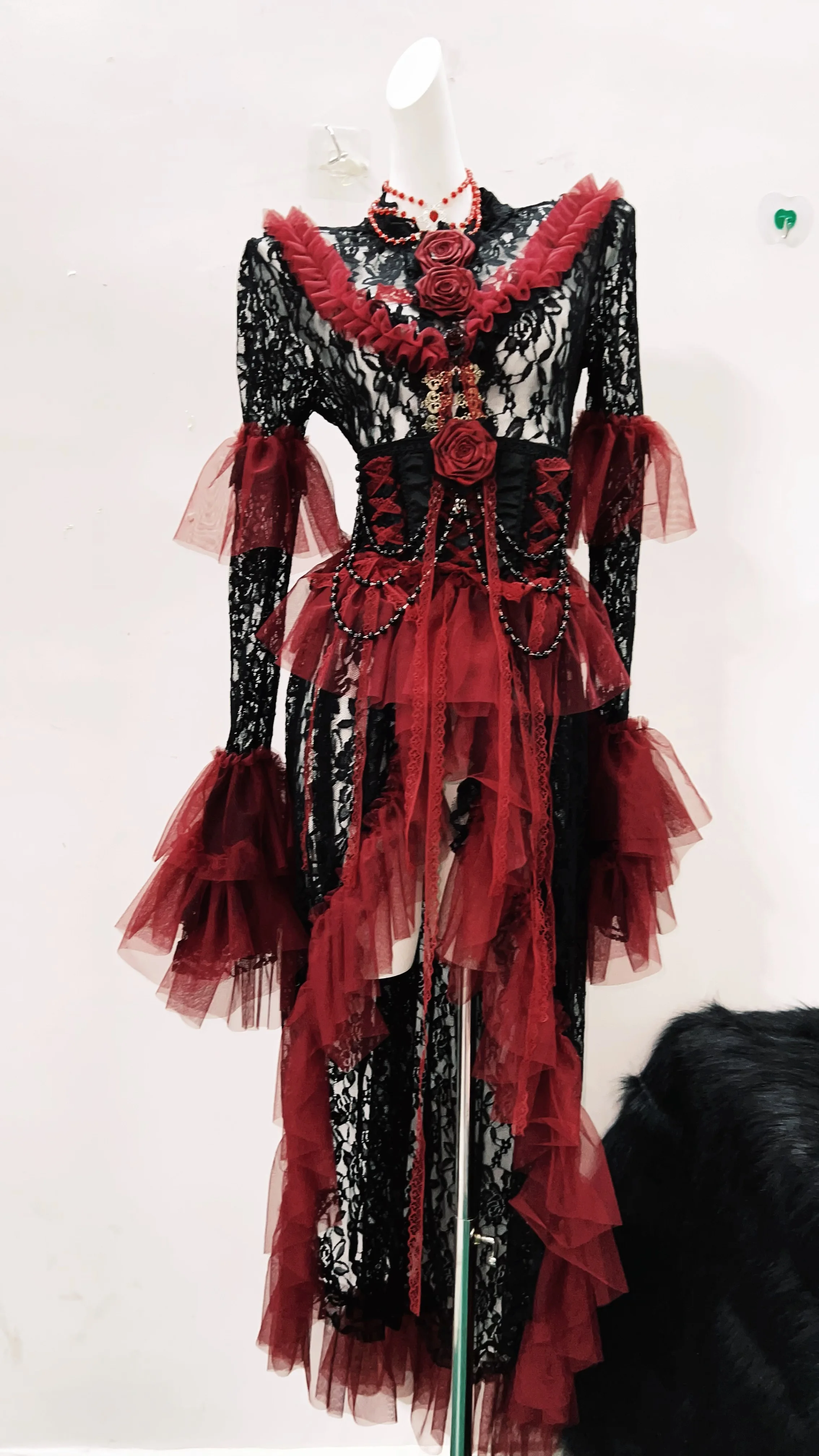 Frilly Lace Black and Red Dress 2
