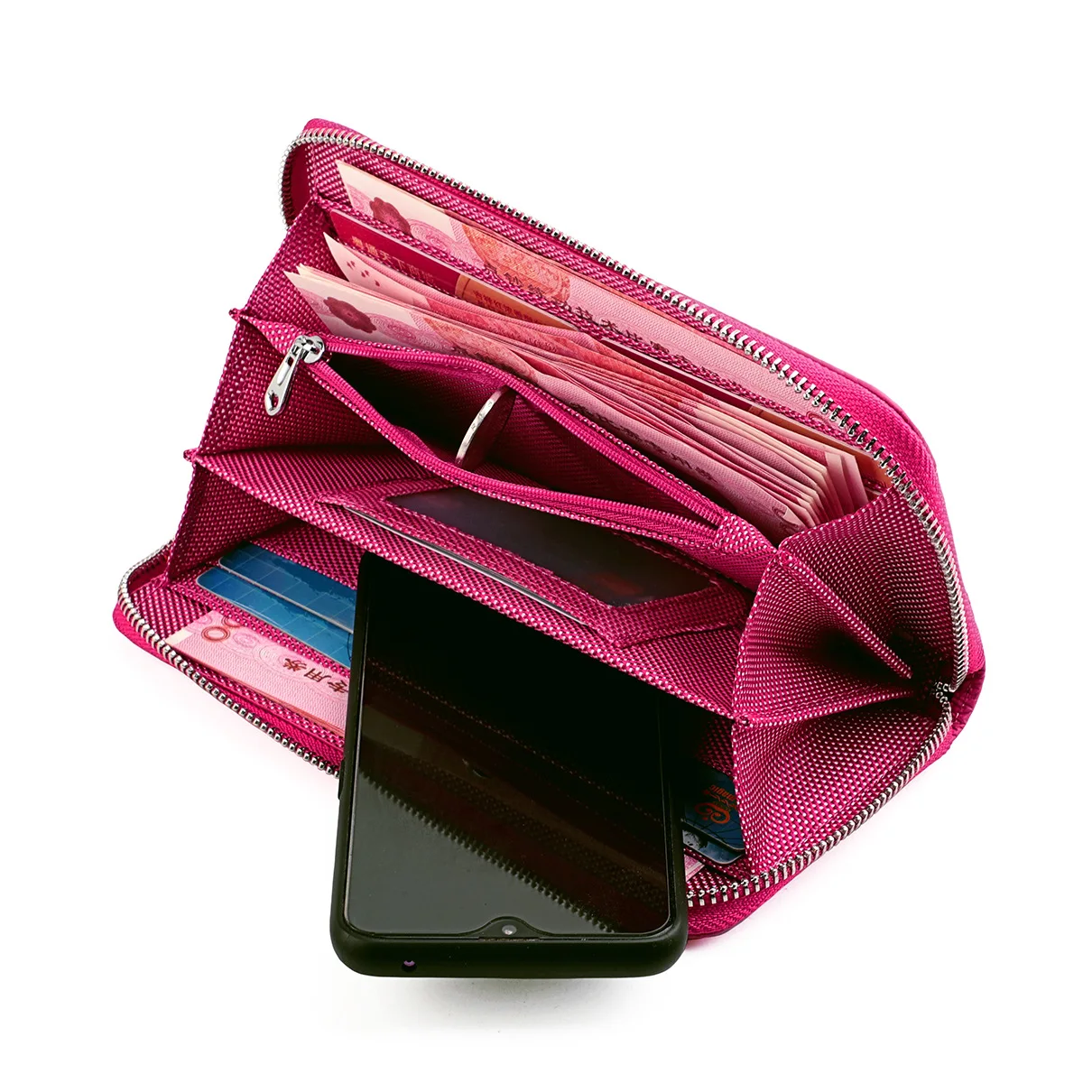 Womens Wallet RFID Blocking Genuine Leather Multi Credit Card Large Capacity Zip Around Clutch Travel Purse Handbag Long Wallet