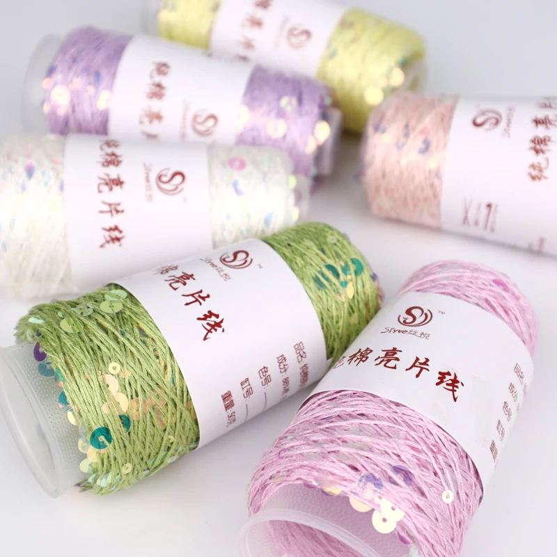 3mm+6mm size sequin thread, pure cotton sequin, hand woven DIY yarn, cotton thread ball, special price 3