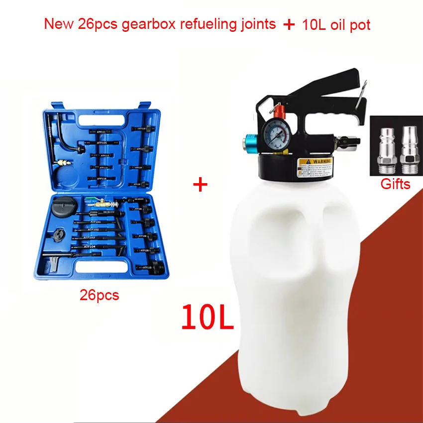 transmissao-pneumatica-oil-filling-tool-dispenser-fluid-refill-pump-tool-26pcs-kit-adaptador-novas-atualizacoes-10l