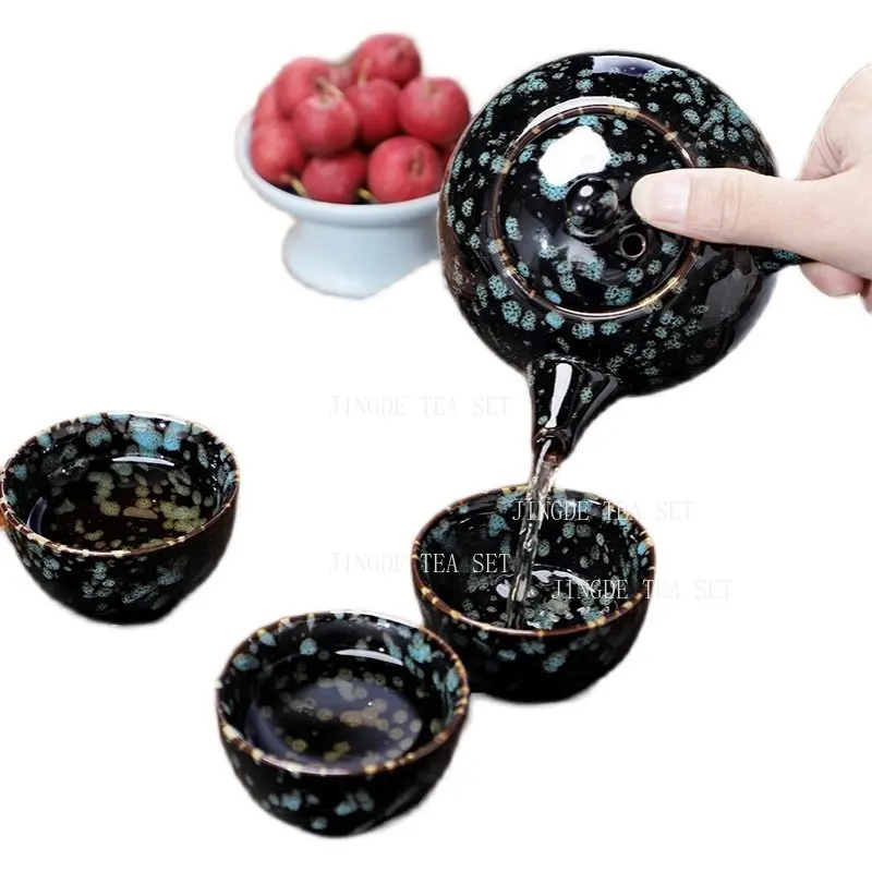 Kiln Transformation Side Handle Pot Small Capacity Chinese Style Tea Pot Household Blue Kung Fu Teapot Tea Ceremony Accessories